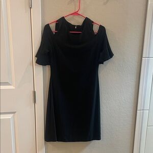 Tommy Hilfiger Black Cold-Shoulder Ruffle Mini Dress